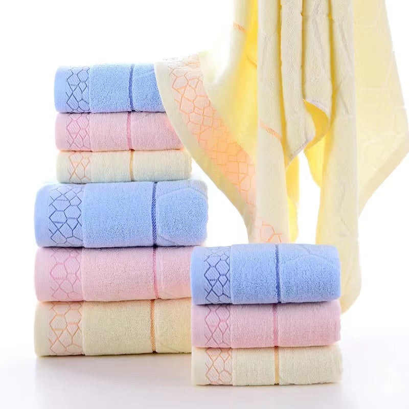 Set de 3 Toallas de Baño de Algodón Puro de Color Sólido