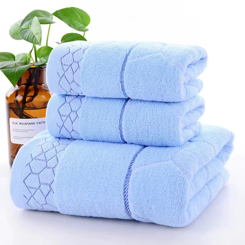 Set de 3 Toallas de Baño de Algodón Puro de Color Sólido
