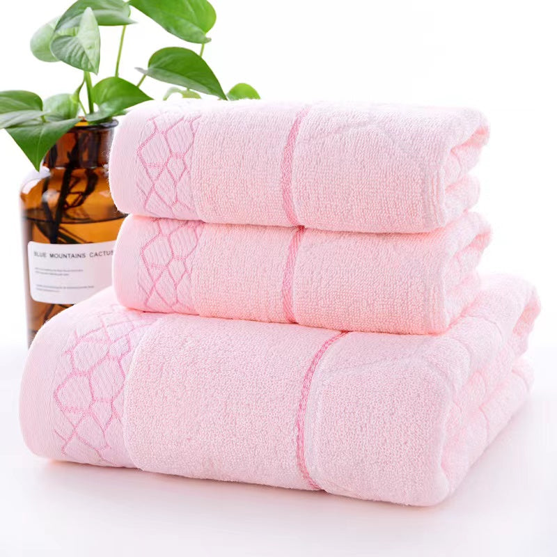 Set de 3 Toallas de Baño de Algodón Puro de Color Sólido
