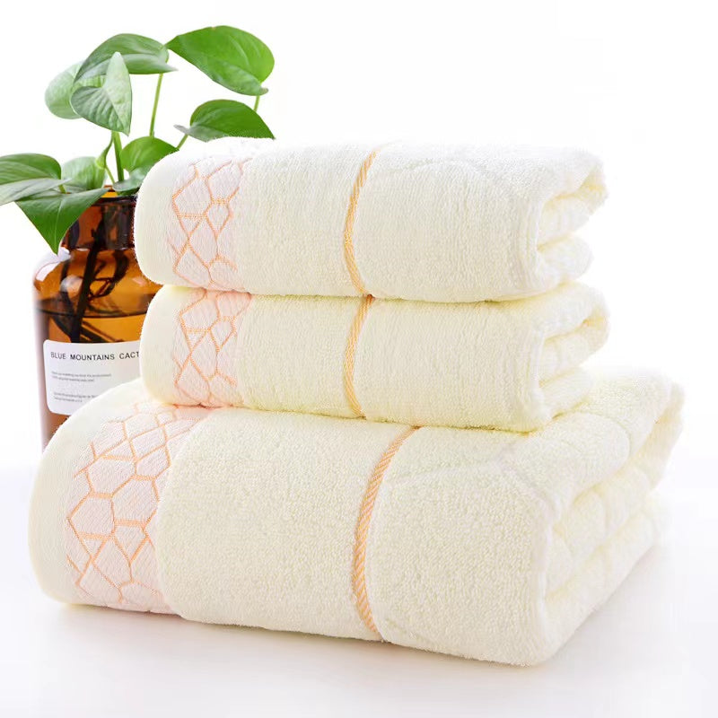 Set de 3 Toallas de Baño de Algodón Puro de Color Sólido
