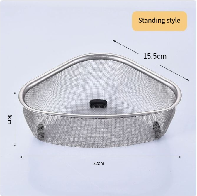 Cesta Escurridora Triangular de Acero Inoxidable para Fregadero (1PC)