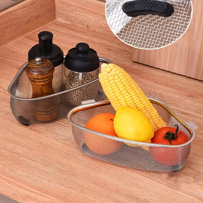 Cesta Escurridora Triangular de Acero Inoxidable para Fregadero (1PC)